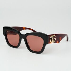 NEW Gucci GG1422S 005 Black Havana Rust Square Women Sunglasses GG 1422S